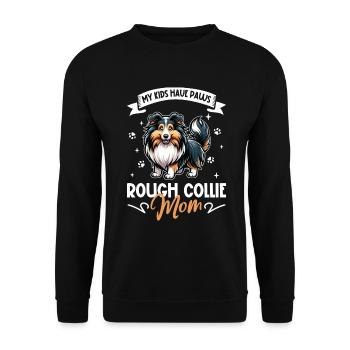 Langhaarcollie Mama - Unisex Pullover - Schwarz - Vorne - Alina (178cm) & Michal (187cm)