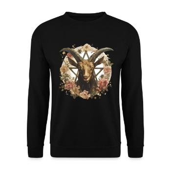 Ziege Luzifer Okkult Teufel Satan für Heavy Metal - Unisex Pullover - Schwarz - Vorne - Alina (178cm) & Michal (187cm)