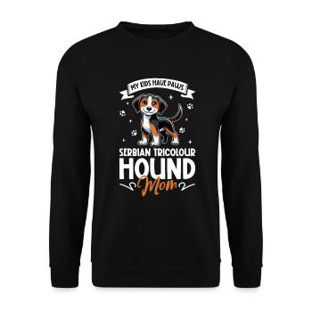 Dreifarbiger Serbischer Laufhund Mama - Unisex Pullover - Schwarz - Vorne - Alina (178cm) & Michal (187cm)