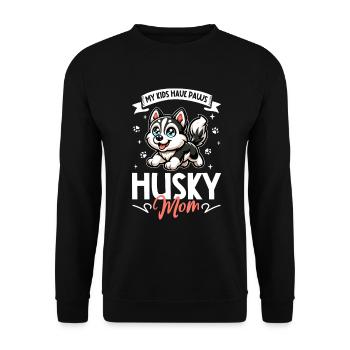 Sibirischer Husky Mama - Unisex Pullover - Schwarz - Vorne - Alina (178cm) & Michal (187cm)