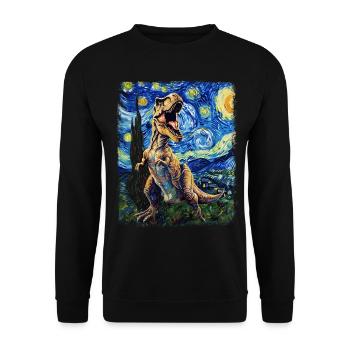 T-Rex Dinosaure Tyrannosaure Rex Nuit étoilée G - Sweat-shirt Unisexe - noir - Devant - Alina (178cm) & Michal (187cm)