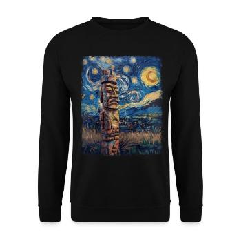 Tiki Luau Hawaïen Hawaïen Tiki Masque Nuit étoilée - Sweat-shirt Unisexe - noir - Devant - Alina (178cm) & Michal (187cm)