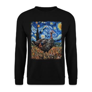 Turkey Hunting Turkey Hunter Starry Night Painting - Unisex Sweatshirt - black - Front - Alina (178cm) & Michal (187cm)