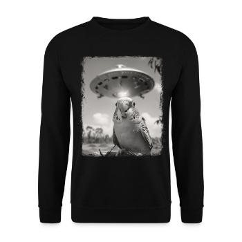 Perruche Budgie OVNI Alien Alien - Sweat-shirt Unisexe - noir - Devant - Alina (178cm) & Michal (187cm)