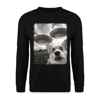 Pembroke Corgi chien OVNI Alien Alien Selfi - Sweat-shirt Unisexe - noir - Devant - Alina (178cm) & Michal (187cm)