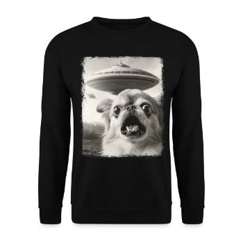 Pékinois chien OVNI Alien extraterrestre Selfie - Sweat-shirt Unisexe - noir - Devant - Alina (178cm) & Michal (187cm)