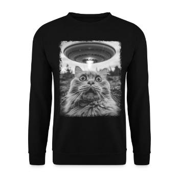 Persian Cat UFO Alien Alien Selfie - Unisex Sweatshirt - black - Front - Alina (178cm) & Michal (187cm)