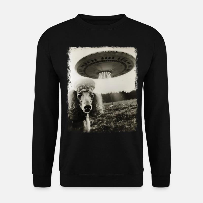 Pudel Hund UFO Alien Außerirdischer Selfie - Unisex Pullover - Schwarz