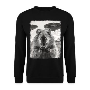 Quokka Australisches UFO Alien Außerirdischer Self - Unisex Pullover - Schwarz - Vorne - Alina (178cm) & Michal (187cm)