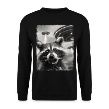 raton laveur, opossum, chat des rues, OVNI, extraterrestre, extraterrestre - Sweat-shirt Unisexe - noir - Devant - Alina (178cm) & Michal (187cm)