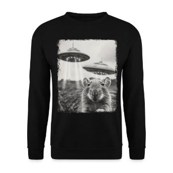 Rat Mouse UFO Alien Alien Selfie - Unisex Sweatshirt - black - Front - Alina (178cm) & Michal (187cm)