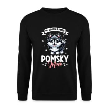Pomsky Mama - Unisex Pullover - Schwarz - Vorne - Alina (178cm) & Michal (187cm)