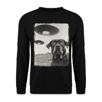 Rottweiler chien OVNI Alien Alien Selfie - Sweat-shirt Unisexe - noir - Devant - Alina (178cm) & Michal (187cm)