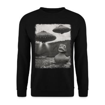 Rubber Duck Duckie UFO Alien Außerirdischer Selfie - Unisex Sweatshirt - black - Front - Alina (178cm) & Michal (187cm)