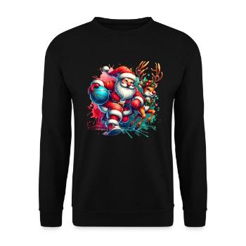Le Père Noël joue au basket avec des rennes - Sweat-shirt Unisexe - noir - Devant - Alina (178cm) & Michal (187cm)