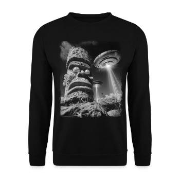 Tiki Luau Tiki Masque OVNI Alien Alien Self - Sweat-shirt Unisexe - noir - Devant - Alina (178cm) & Michal (187cm)