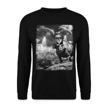 Triceratops Dinosaure OVNI Alien Alien S - Sweat-shirt Unisexe - noir - Devant - Alina (178cm) & Michal (187cm)