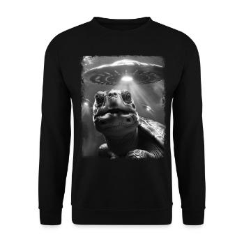 Turtle Sea Turtle UFO Alien Außerirdis - Unisex Sweatshirt - black - Front - Alina (178cm) & Michal (187cm)