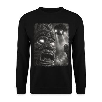 Tiki Luau Tiki Masque OVNI Alien Alien Self - Sweat-shirt Unisexe - noir - Devant - Alina (178cm) & Michal (187cm)