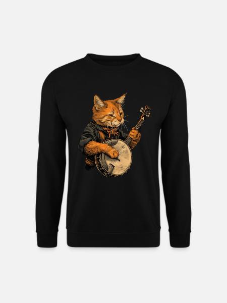 Chat abyssin Joueur de banjo bluegrass - Sweat-shirt Unisexe - noir