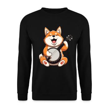 Akita Dog Joueur de banjo bluegrass - Sweat-shirt Unisexe - noir - Devant - Alina (178cm) & Michal (187cm)