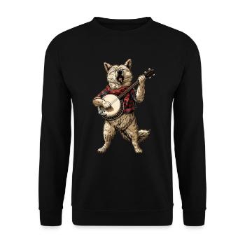 Akita Dog Joueur de banjo bluegrass - Sweat-shirt Unisexe - noir - Devant - Alina (178cm) & Michal (187cm)