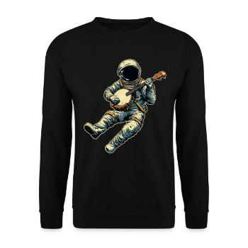 Astronaut Weltraum Bluegrass Banjo Spieler - Unisex Pullover - Schwarz - Vorne - Alina (178cm) & Michal (187cm)