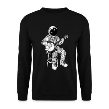 Astronaut Weltraum Bluegrass Banjo Spieler - Unisex Pullover - Schwarz - Vorne - Alina (178cm) & Michal (187cm)