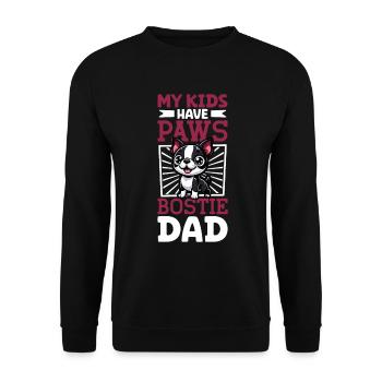 Boston Terrier Papa - Unisex Pullover - Schwarz - Vorne - Alina (178cm) & Michal (187cm)