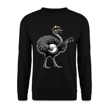 Straußentier Bluegrass Banjo Spieler - Unisex Pullover - Schwarz - Vorne - Alina (178cm) & Michal (187cm)