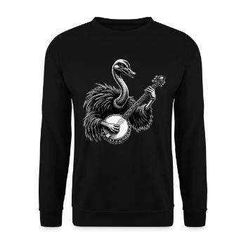 Straußentier Bluegrass Banjo Spieler - Unisex Pullover - Schwarz - Vorne - Alina (178cm) & Michal (187cm)