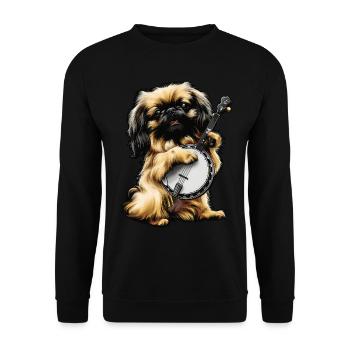 Chien pékinois Joueur de banjo bluegrass - Sweat-shirt Unisexe - noir - Devant - Alina (178cm) & Michal (187cm)