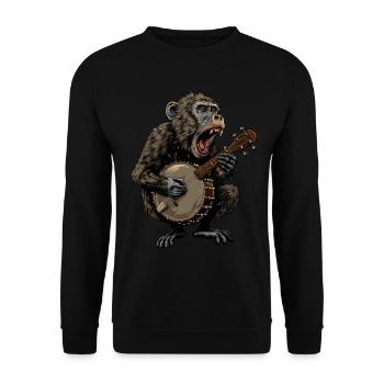 Baboon Monkey Bluegrass Banjo Spieler - Unisex Pullover - Schwarz - Vorne - Alina (178cm) & Michal (187cm)