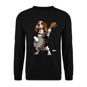 Beagle Dog Joueur de banjo bluegrass - Sweat-shirt Unisexe - noir - Devant - Alina (178cm) & Michal (187cm)