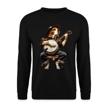 Beagle Dog Joueur de banjo bluegrass - Sweat-shirt Unisexe - noir - Devant - Alina (178cm) & Michal (187cm)