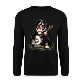 Bouvier Bernois Joueur de Banjo Bluegrass - Sweat-shirt Unisexe - noir - Devant - Alina (178cm) & Michal (187cm)