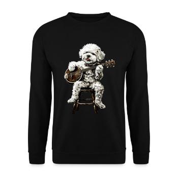 Bichon frisé chien joueur de banjo bluegrass - Sweat-shirt Unisexe - noir - Devant - Alina (178cm) & Michal (187cm)