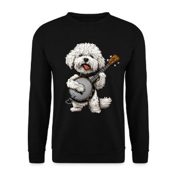 Bichon frisé chien joueur de banjo bluegrass - Sweat-shirt Unisexe - noir - Devant - Alina (178cm) & Michal (187cm)