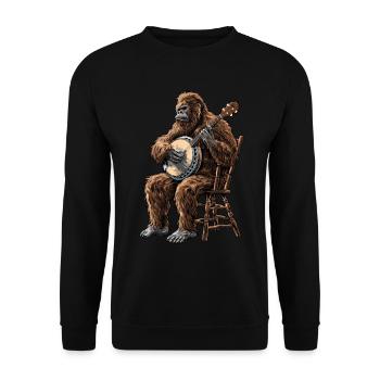 Bigfoot Sasquatch Yeti Bluegrass Banjo Spieler - Unisex Pullover - Schwarz - Vorne - Alina (178cm) & Michal (187cm)