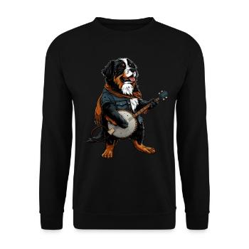 Bouvier Bernois Joueur de Banjo Bluegrass - Sweat-shirt Unisexe - noir - Devant - Alina (178cm) & Michal (187cm)