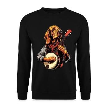 Bloodhound Dog Joueur de banjo bluegrass - Sweat-shirt Unisexe - noir - Devant - Alina (178cm) & Michal (187cm)