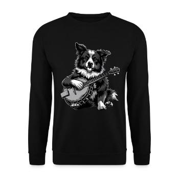 Border Collies Chien Joueur de Banjo Bluegrass - Sweat-shirt Unisexe - noir - Devant - Alina (178cm) & Michal (187cm)