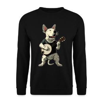 Bull Terrier Chien Joueur de banjo Bluegrass - Sweat-shirt Unisexe - noir - Devant - Alina (178cm) & Michal (187cm)