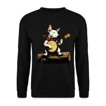 Bullterrier Hund Bluegrass Banjo Spieler - Unisex Pullover - Schwarz - Vorne - Alina (178cm) & Michal (187cm)
