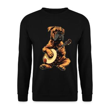 Bullmastiff Chien Joueur de Banjo Bluegrass - Sweat-shirt Unisexe - noir - Devant - Alina (178cm) & Michal (187cm)