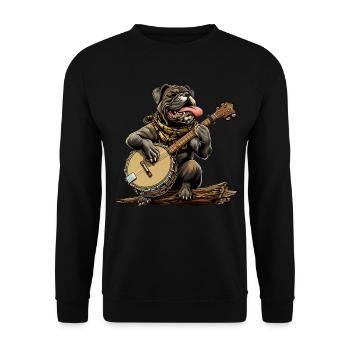 Bullmastiff Chien Joueur de Banjo Bluegrass - Sweat-shirt Unisexe - noir - Devant - Alina (178cm) & Michal (187cm)