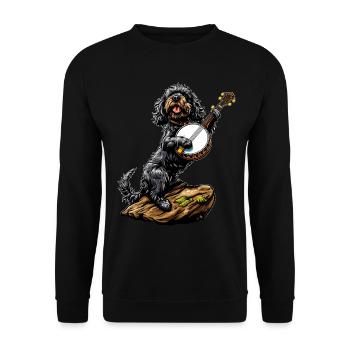 Cocker Spaniel Chien Joueur de banjo Bluegrass - Sweat-shirt Unisexe - noir - Devant - Alina (178cm) & Michal (187cm)