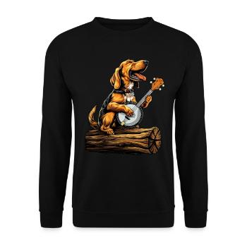 Coonhound Dog Joueur de banjo bluegrass - Sweat-shirt Unisexe - noir - Devant - Alina (178cm) & Michal (187cm)