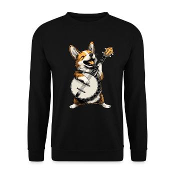 Corgi Dog Joueur de banjo bluegrass - Sweat-shirt Unisexe - noir - Devant - Alina (178cm) & Michal (187cm)