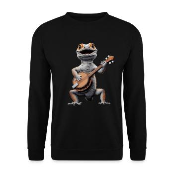 Gecko à crête Lézard Joueur de banjo Bluegrass - Sweat-shirt Unisexe - noir - Devant - Alina (178cm) & Michal (187cm)